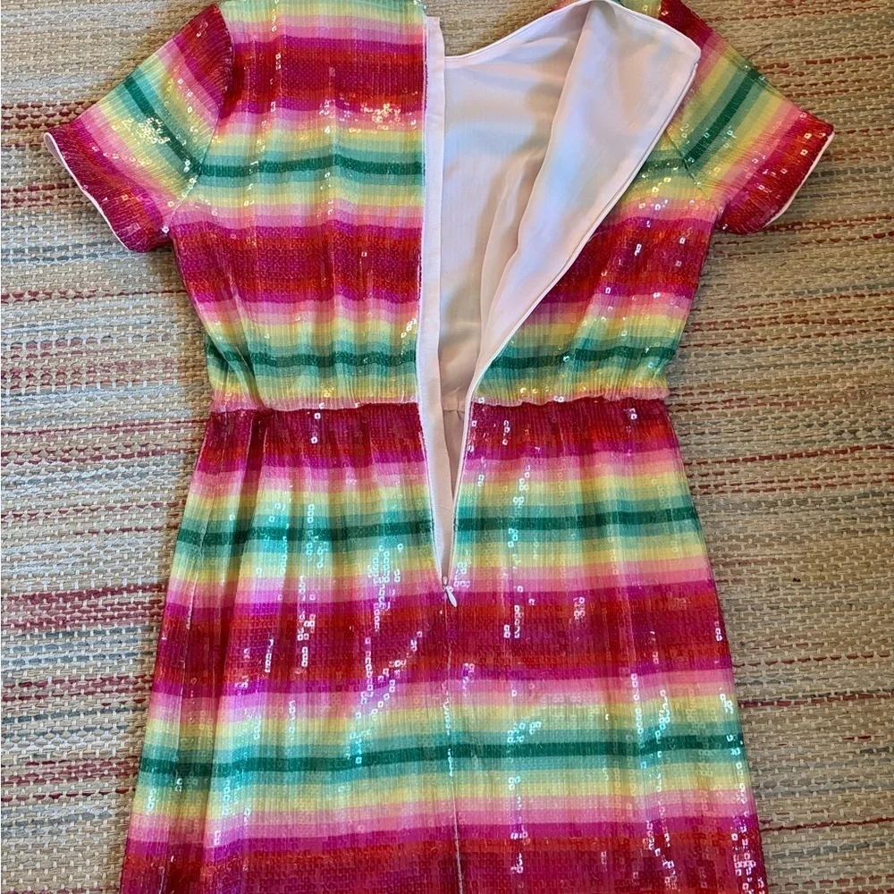 NWT J.CREW Watermelon colored striped sequin midi dress